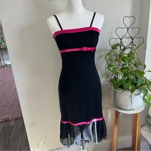 Y2K pink and black fairy party midi dress